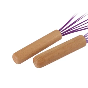 Batteur Manuel à Œufs en Silicone avec Manche en Bois – Image 4