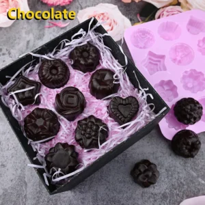 Moule à Chocolat et Savon en Silicone - 12 Cavités Motif Floral – Image 4