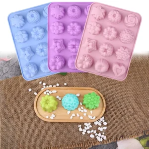 Moule à Chocolat et Savon en Silicone - 12 Cavités Motif Floral – Image 5