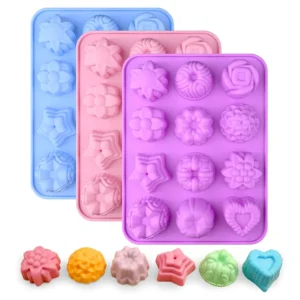 Moule à Chocolat et Savon en Silicone – 12 Cavités Motif Floral